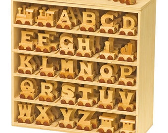 Personalised name with wooden train : Use wooden letters to spell a personalised name