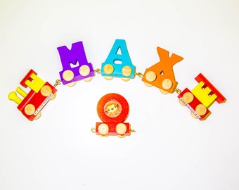 Baby Christening Gifts Wooden Colour train letters for Personalised name