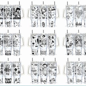Bundle 9+ Movies Characters 40oz Tumbler Wrap Png, Movies Characters 2 pieces 40oz Tumbler, Cartoon 40oz Quencher Tumbler, PNG Download