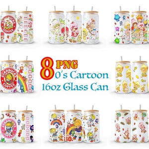 Bundle 8+ Cartoon 80s Tumbler Wrap PNG, 80s Cartoons Png, Libbey Glass Can 16oz, Glass Can Png, Retro Cartoons Can Glass Wrap, PNG Download