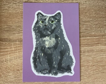 I Paint My Cat - Purple Berry Cat Postcard