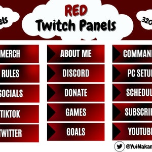16x Twitch Panels - RED - Instant Download / Ready for Use