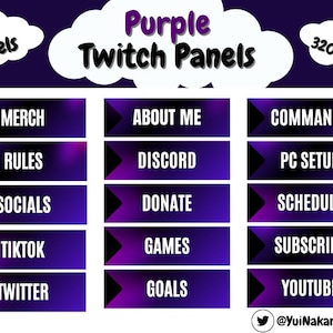 16x Twitch Panels - PURPLE - Instant Download / Ready for Use