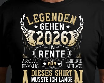 Lustiges Rentner T-Shirt, Rente 2026 T-Shirt, Rentner 2026, Tshirt Abschiedsgeschenk Kollege, Pensionierung 2026, Geschenk für Rentner