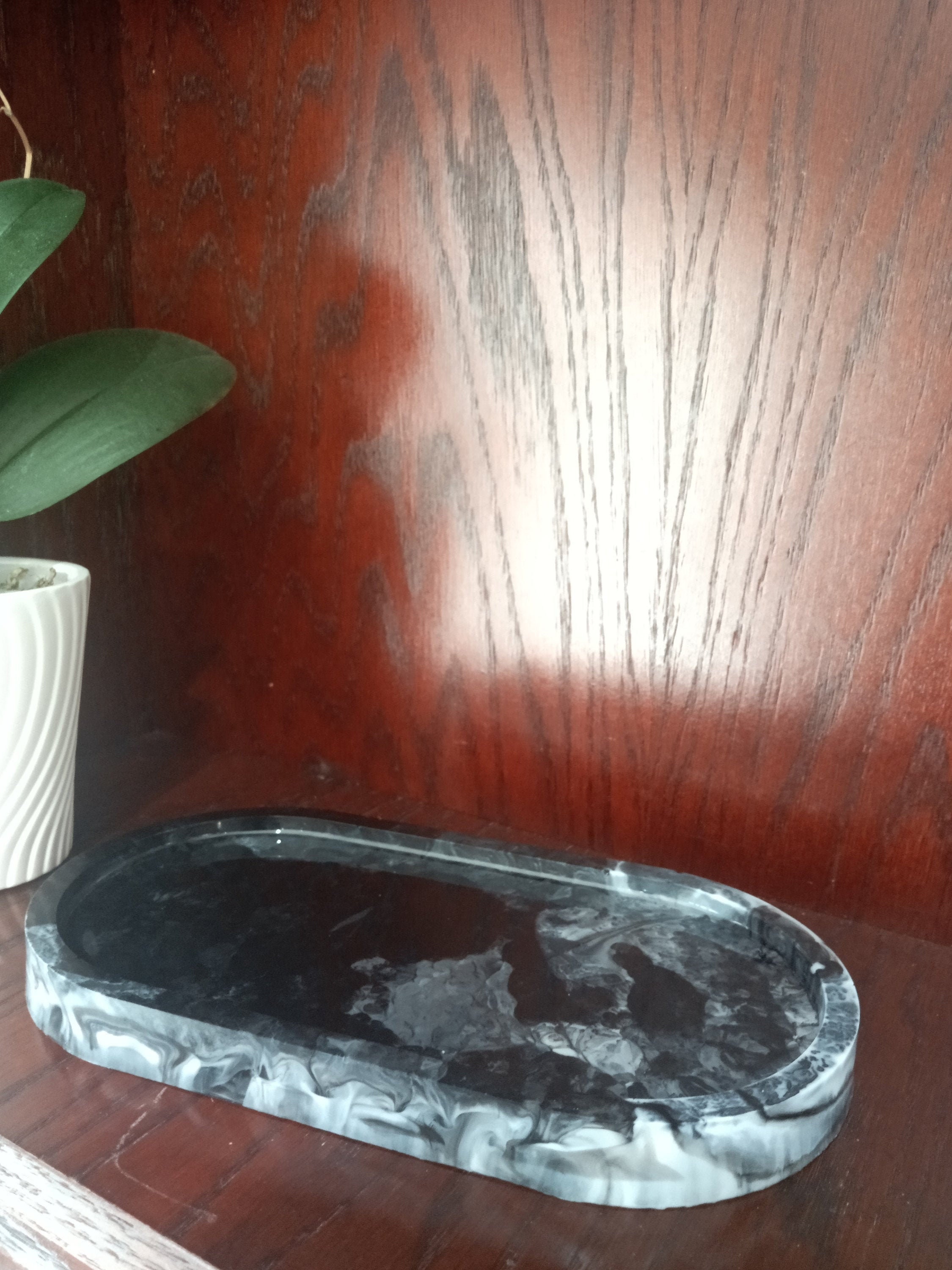 Black Marble Inspired Resin Trinket Tray Etsy
