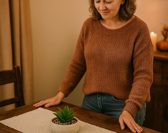 Patrón de camino de mesa de crochet fácil en PDF | Camino de mesa moderno de encaje con borlas | Apto para principiantes | Descarga instantánea | Decoración del hogar y comedor