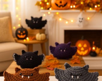 Crochet Bat Pattern, No Sew Bat Amigurumi PDF, Beginner Halloween Crochet Keychain, Spooky Goth Decor, Instant Download Ebook Tutorial