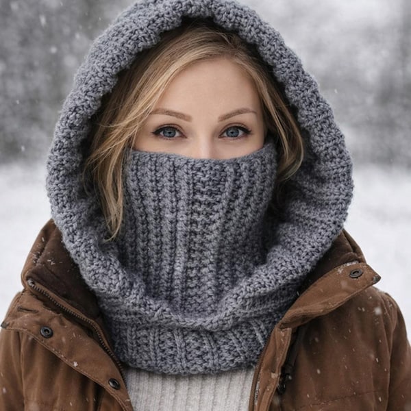 Beginner Friendly Crochet Turtleneck Hoodie Pattern PDF, Easy Modern Wearable Crochet, Cozy Hooded Cowl