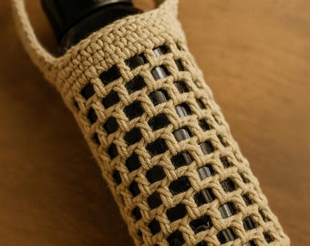Patrón PDF para portabotellas de agua a crochet, portabotellas para la vuelta al cole, funda para vaso Stanley, malla para principiantes, regalo para profesores
