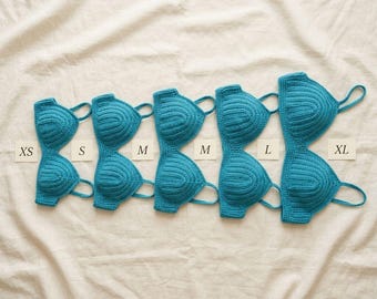 Patrón de bralette de crochet en PDF, top de bikini y crop top, top ideal para principiantes, tallas XS-XL, descarga instantánea del ebook.