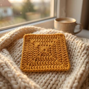 Solid Granny Square Crochet Pattern Modern No Gap Granny Square PDF Beginner Blanket Coaster Bag Motif Instant Download image 7