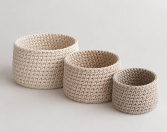 Patrón de cesta de ganchillo, patrón de ganchillo fácil para principiantes en PDF, tutorial de cesta de almacenamiento redonda, descarga digital paso a paso, decoración moderna para el hogar.
