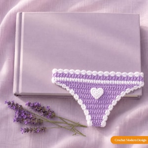 Flat-lay of crochet book thong
