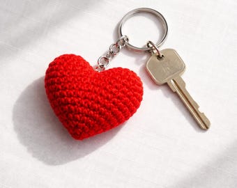 Patrón de llavero de corazón a crochet en PDF - Patrón de corazón amigurumi fácil - Crochet para San Valentín para principiantes - Descarga instantánea de libro electrónico