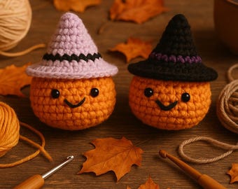 Halloween Crochet Pattern, Witch Pumpkin Amigurumi PDF, Easy No Sew Tutorial for Beginners, Fall Decor