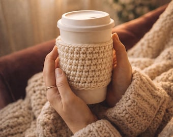 Easy Crochet Cup Cozy Pattern PDF - Beginner Friendly Coffee Sleeve Tutorial - Quick Mug Cozy Crochet Pattern Instant Download Ebook