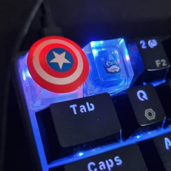 Captain America Shield Artisan Resin Keycap - Cherry MX Compatible - Star Wars ESC Key - Unique Gift for Keyboard Lovers