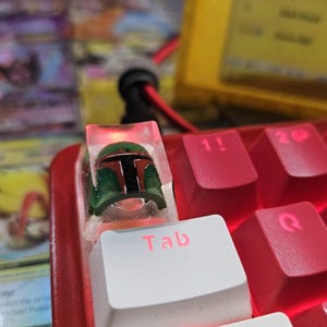 Boba Fett Space Bounty Hunter Artisan Resin Keycap - Cherry MX Compatible - Star Wars ESC Key - Unique Gift for Keyboard Lovers