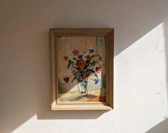 Dipinto Fiori in un vaso di vetro, R.Molin, 1942