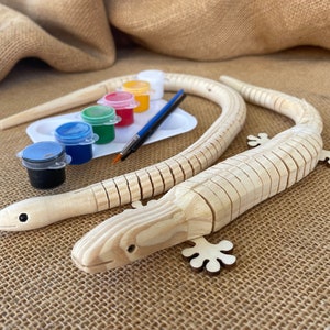 Movable Wooden Lizard, Snake Paint Craft Kit, DIY Craft, Kids Craft, Birthday Gift, Birthday Craft