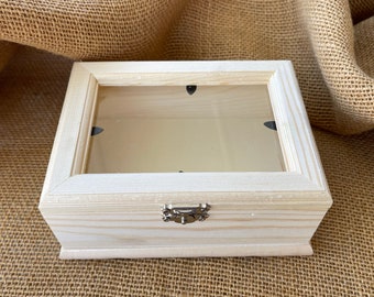 Wood Box With Glass Frame Top