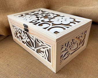 Laser Cut Unfinished Wood Boxes-3 Sizes