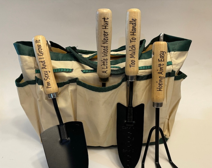 Personalized Garden Tool Set-4 Piece Gardening Tools with Wood Handle