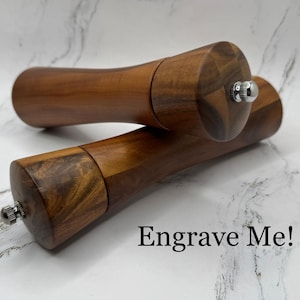 Personalized Salt & Pepper Grinder with Spoons, Brush, Engraved Mill Set, Chef Gift, Kitchen Gift