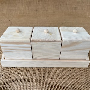 3 Unfinished Wooded Boxes & Shelf