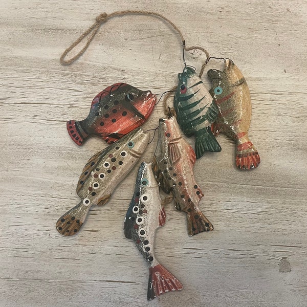 6 Wood Fish on a String - Wall Decor-Decoration