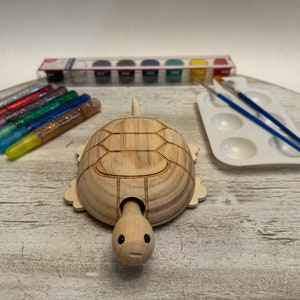 Movable Wooden Turtle Toy - Craft Kit, DIY Craft, Birthday Craft, Birthday Gift