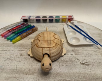 Giocattolo di tartaruga in legno mobile: kit fai da te, regalo di compleanno