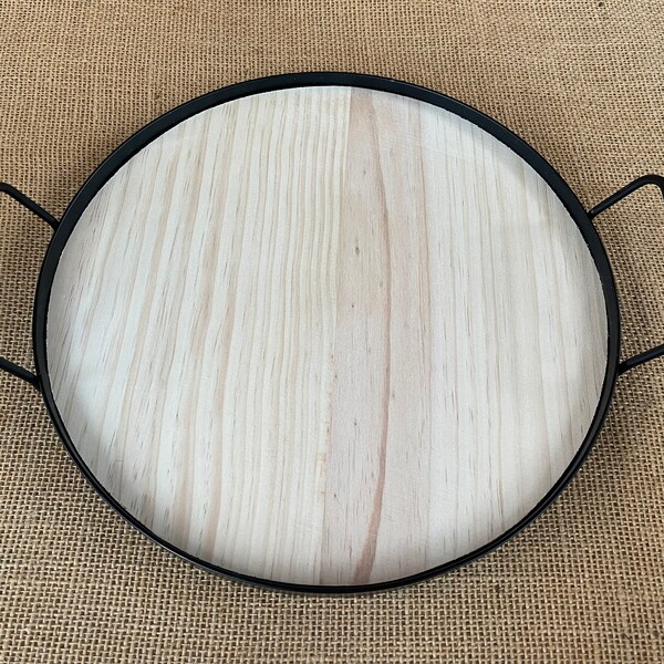 Round Wood Tray Etsy