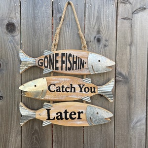 Gone Fishing Catch You Later Wood Wall Decor