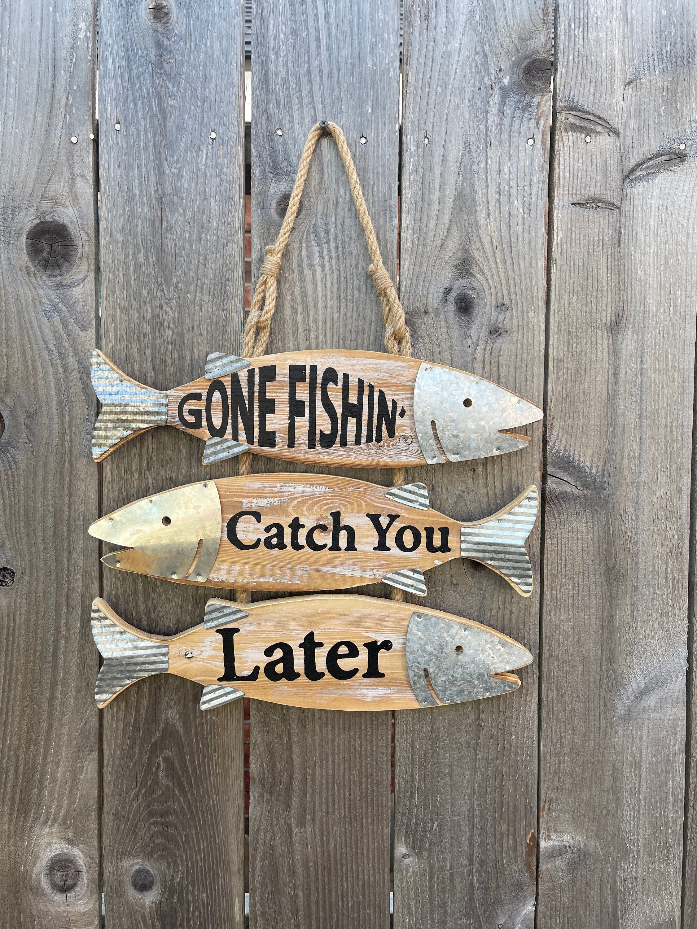 Gone Fishing Catch You Later Wood Wall Decor - Etsy
