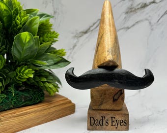 Personalized Wooden Nose & Mustache Eyeglass Holder - Personalized Glasses Stand