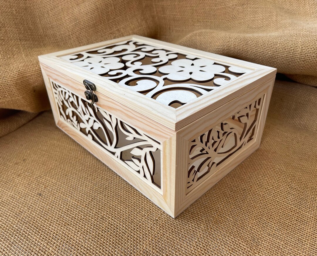Laser Cut Unfinished Wood Boxes 3 Sizes Etsy