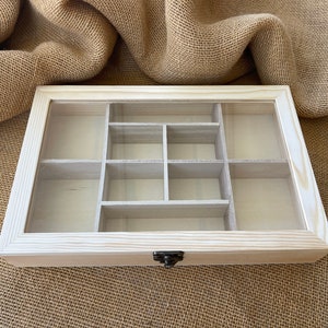 Box With Compartments-Unfinished Wood