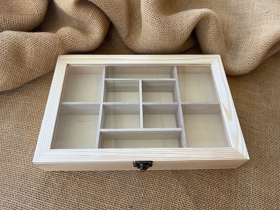 Box With Compartments-unfinished Wood 