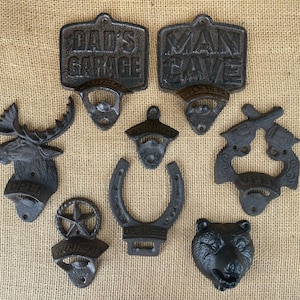 Cast Iron Bottle Opener (hanging hardware included)
