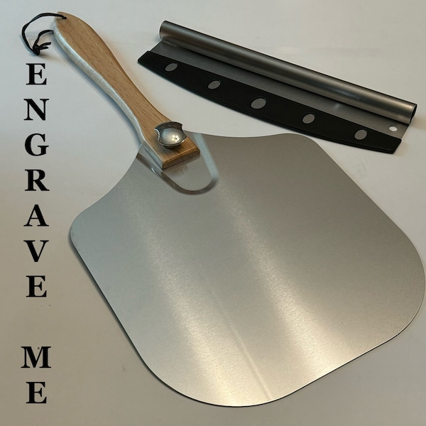 Personalized Pizza Peel, Paddle with Cutter Rocker, Collapsible Wooden Grip, Kitchen Tool For Baking Pizza, Cake, Pastry & Bread