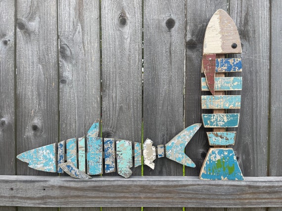 Wooden Fish or Shark Wall Decor Decoration 