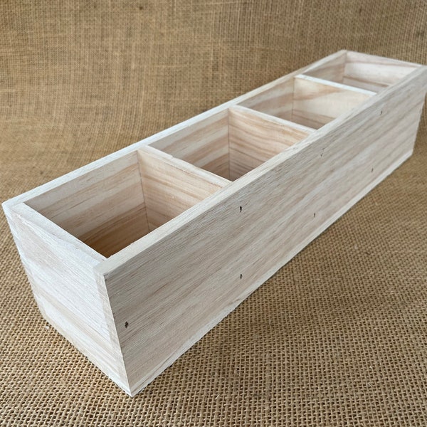 Rectangle Compartment Unfinished Wood Box