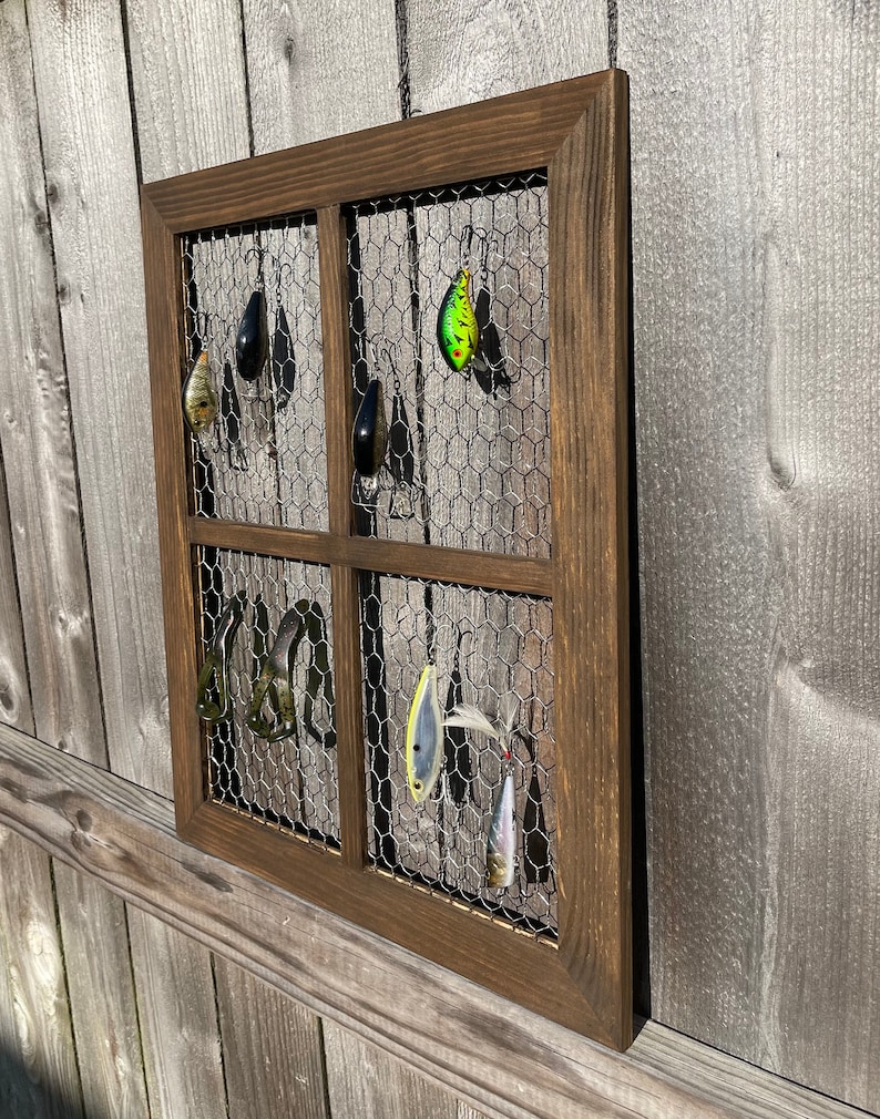 Personalized Rustic Fishing Lure Wall Displayengrave It Etsy