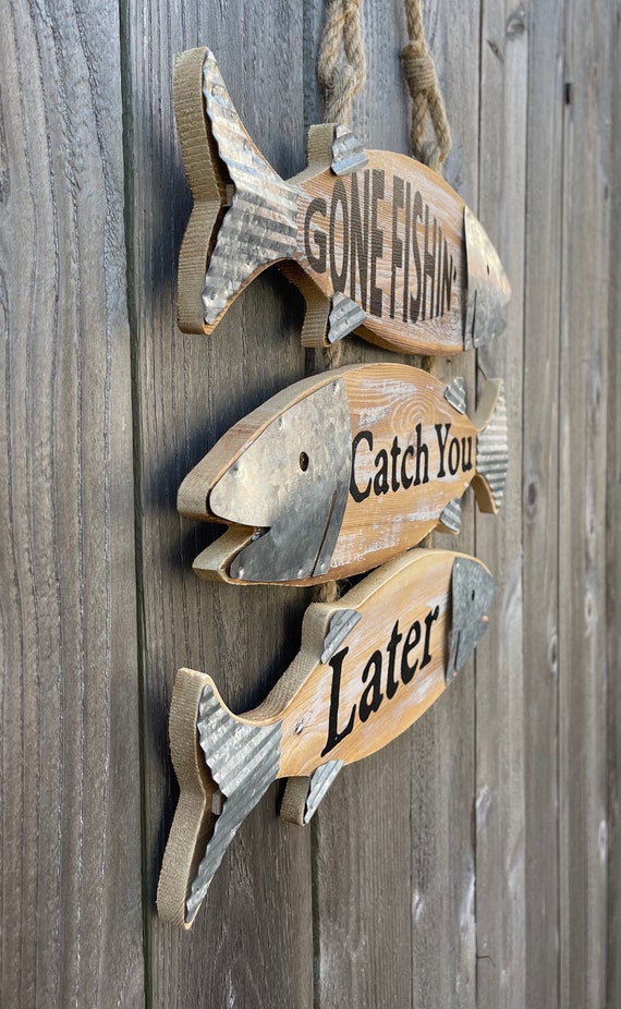 Large Fish Sign Wood Fish Sign Hanging Sign Fish Hi Res Stock Photography And Images