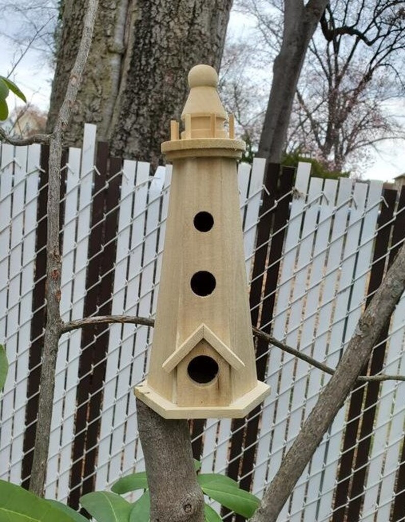 Unfinished Wood Lighthouse Birdhouse Etsy