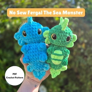 No Sew Fergal The Sea Monster, Sea Monster, Swamp Monster, Crochet Pattern, Sea Monster Crochet Pattern, Halloween, pdf
