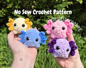 No Sew Chonky Axolotl Keychain, Crochet Axolotl, Crochet Keychain, No Sew, Pdf, Crochet Pattern.