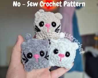 Porte-clés gros chat sans couture, motif au crochet, motif chat au crochet, pdf