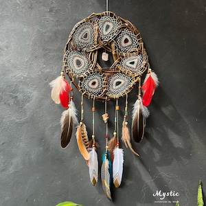 Colorful Dreamcatcher/ HOme decor, Custom Made Dreamcatchers/ Macrame Wall Hanging/ Dreamcatcher with Stone/ Mid Century Modern